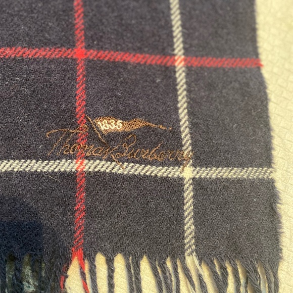 Burberry Haymarket Lambswool Check Scarf  w/ embroidered Logo🐴Dark Navy LARGE🔥 - Picture 10 of 12
